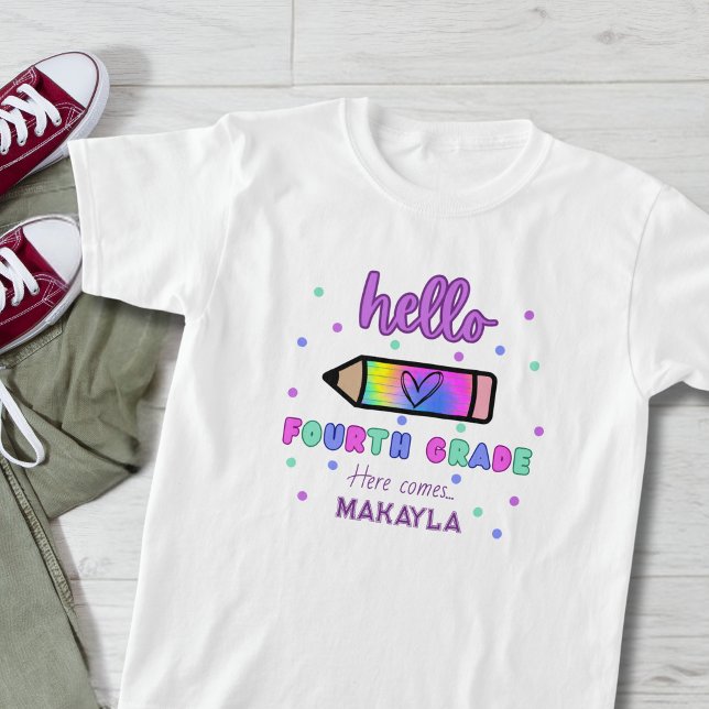 First Day of School Personalized Fourth Grade T-Shirt (Creator Uploaded)