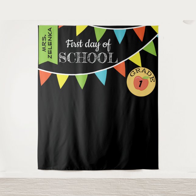 First day of school photobooth backdrop tapestry (Front)
