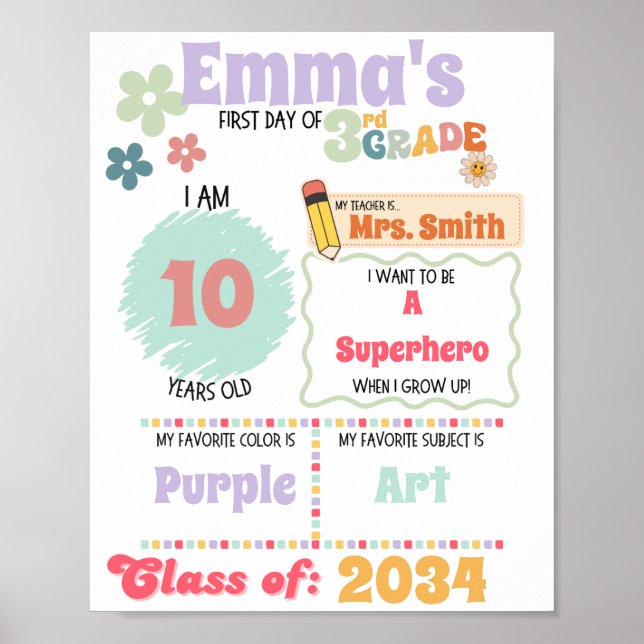 First Day of School Poster (Front)