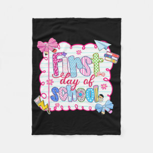 First Day Of School Preppy Coquette Bow Back To Sc Fleece Blanket