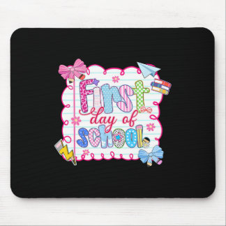 First Day Of School Preppy Coquette Bow Ck To Scho Mouse Pad
