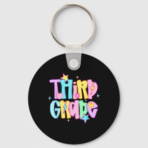First Day Of School Preppy Third Grade Back To Keychain
