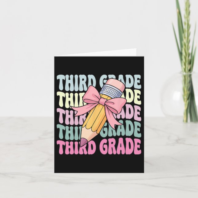 First Day Of School Shirt Third Grade Coquette 3rd Card (Front)