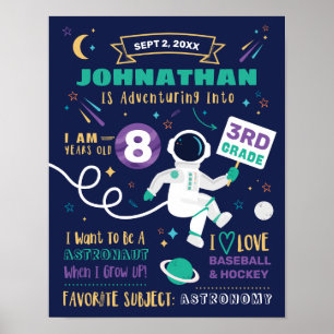 First Day Of School Sign Astronaut Space Adventure