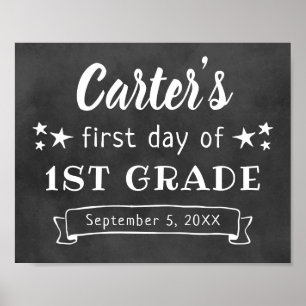 First Day of School Sign   Black Chalkboard Poster