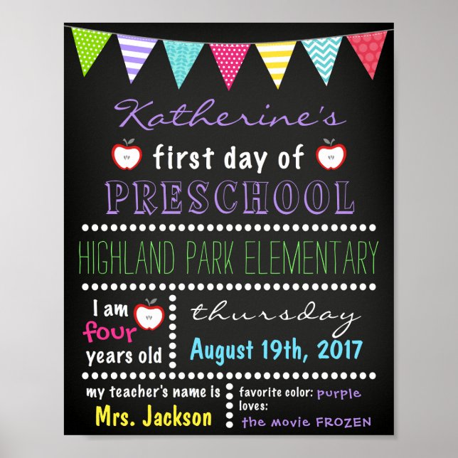 First Day of School Sign Chalkboard Back to School (Front)