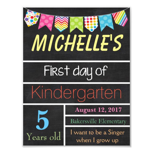 First Day of School Sign, Chalkboard Sign, School Photo Print (Front)
