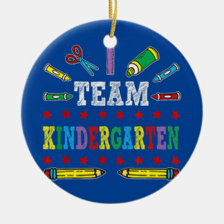 First Day Of School Team Kindergarten Teacher And Ceramic Ornament