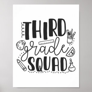 First Day Of School Third Grade Squad Teacher Poster