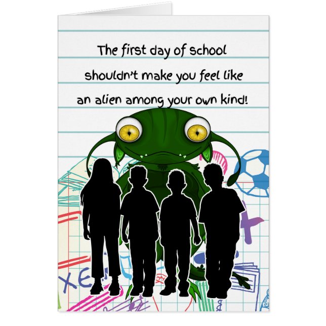 First Day of School with Alien Humour Young Kids (Front)