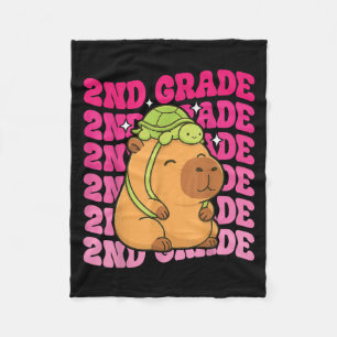 First Day Of Second Grade Capybara Turtle Backpack Fleece Blanket