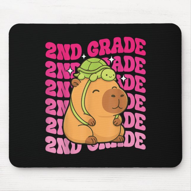 First Day Of Second Grade Capybara Turtle Backpack Mouse Pad (Front)