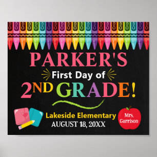First Day of Second Grade School Sign - Girl 2nd 