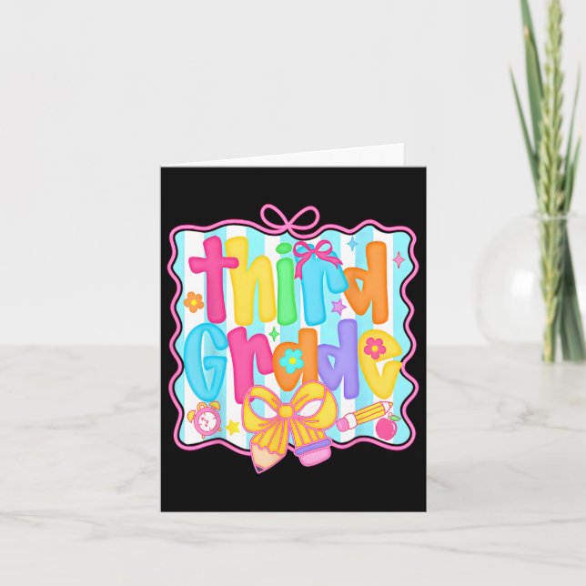 First Day Of Third Grade Floral Bundle For Teacher Card (Front)