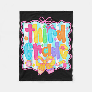 First Day Of Third Grade Floral Bundle For Teacher Fleece Blanket