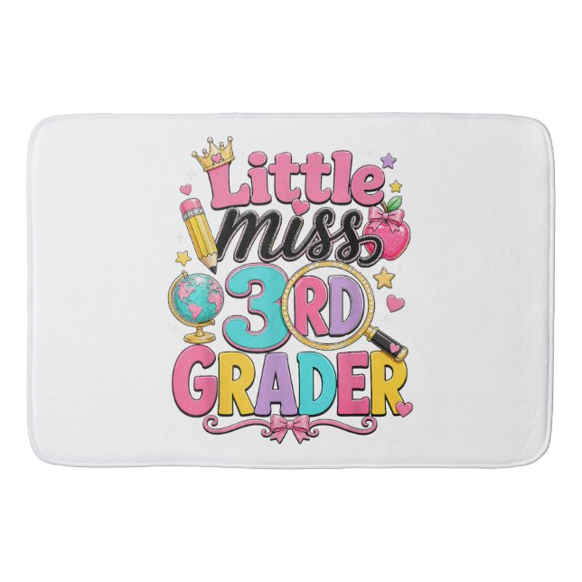 First Day of Third Little Miss 3rd Grader Bath Mat (Front)