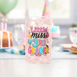 First Day of Third Little Miss 3rd Grader Can Glass
