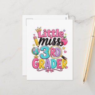 First Day of Third Little Miss 3rd Grader Holiday Postcard