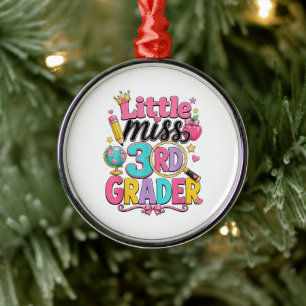 First Day of Third Little Miss 3rd Grader Metal Ornament