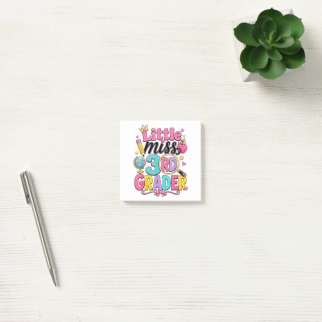 First Day of Third Little Miss 3rd Grader Post-it Notes (Office)