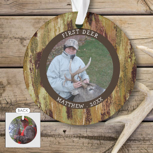FIRST DEER Hunting Photo Camouflage Personalized Ornament