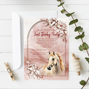 First Derby Party Invitation with Floral Design an