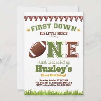 First Down First Birthday Football Invitation
