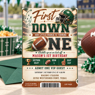 First Down MVP Football 1st Birthday Invitation