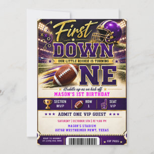First Down MVP Football 1st Birthday Invitation