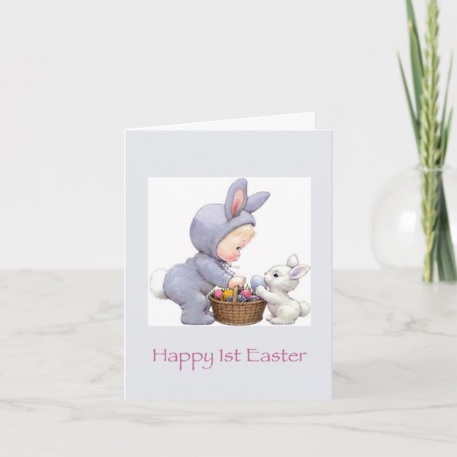 First Easter Bunny and Girl Card (Front)