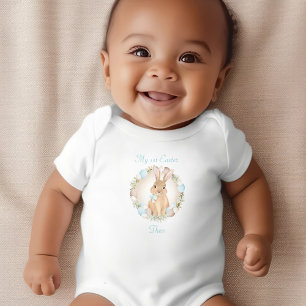 First Easter Cute Bunny Personalized Name Boy Baby Bodysuit