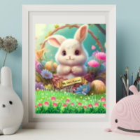 First Easter Cute Rabbit in a Basket Personalized