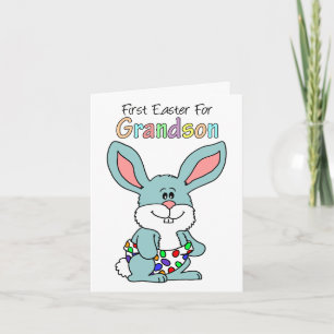 First Easter For Grandson Cute Bunny Greeting Card