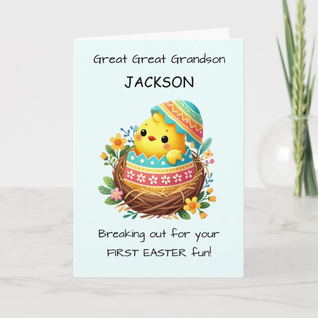 First Easter Great Great Grandson Personalize Card (Front)