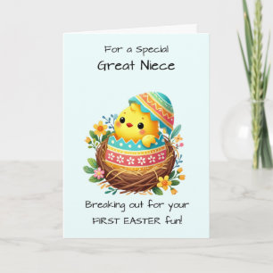 First Easter Great Niece Personalize Easter Chick Card