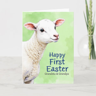 First Easter Lamb Grandma Grandpa Card