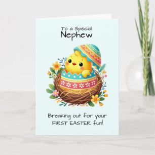 First Easter Nephew Chick Breaking Out of Shell Card