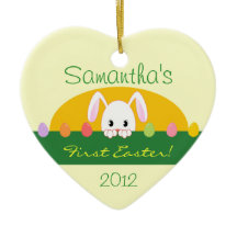 First Easter Peeking Bunny Personalized Ornament