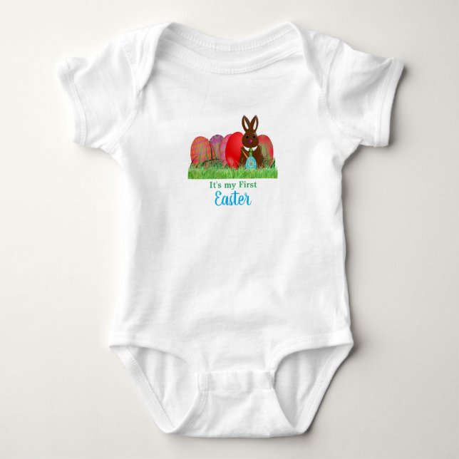 First Easter with Eggs and Bunny Baby Bodysuit (Front)