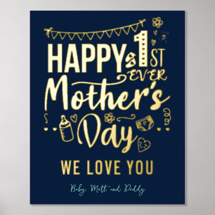 First Ever Mothers Day 1st Time Mom Personalized Foil Prints
