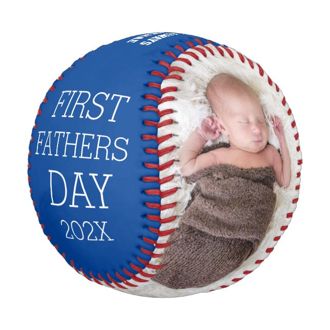 First Father Day, Fathers Day Photo Baseball (Angled)