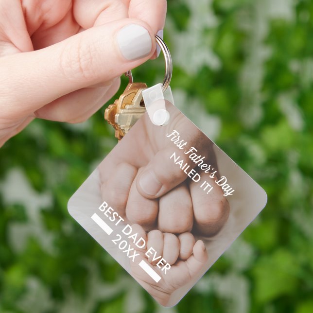 First Father’s Day Nailed It Keepsake Customizable Keychain (Creator Uploaded)
