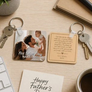 First Father’s Day Nailed It Personalized Photo Keychain