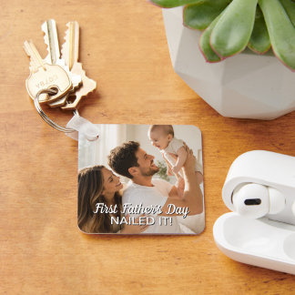 First Father’s Day Nailed It Personalized Photo Keychain