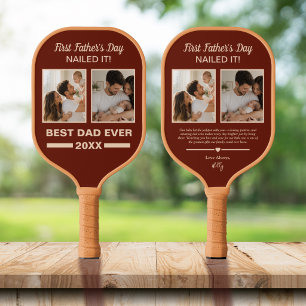 First Father’s Day Nailed It Personalized Photo Pickleball Paddle