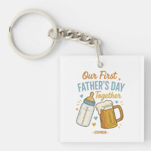 First Father’s Day Together – Beer & Baby Bottle Keychain