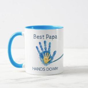 First Father's Day 2026 Blue Watercolor Handprint Mug