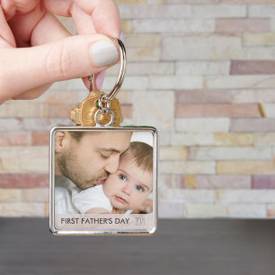 First Fathers Day 2026 Custom Dad and Baby Photo Keychain