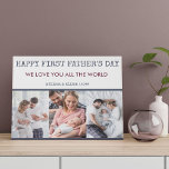 First Fathers Day 3 Photo Collage Faux Canvas Print<br><div class="desc">First Father's Day Photo Canvas which you can personalize with 3 of your favourite photos, your custom message, name(s) and the year. You can also edit Happy First Father's Day to a different occasion if you wish. The design has typewriter text and modern typography with a contemporary colour palette of...</div>