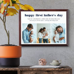 First Father's Day 3 Photo Collage Plaque<br><div class="desc">Photo collage with 3 of your favourite photos and your personalized text. All of the wording is editable and currently reads "happy first father's day .. you're a wonderful man and an amazing dad .. we love you all the word • [names]". The wording is lettered in modern bold headline...</div>